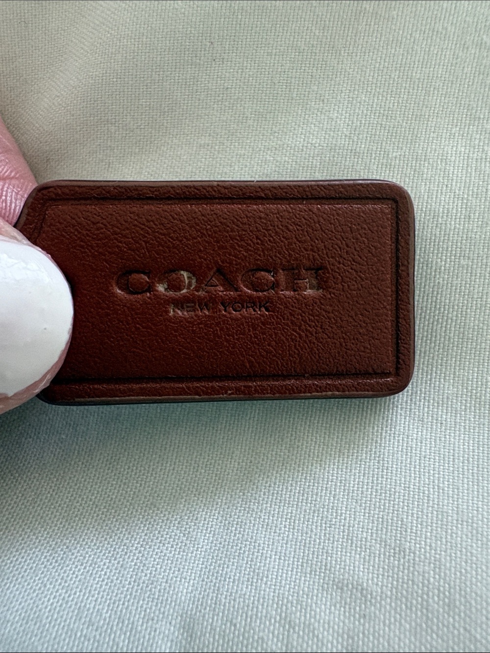 Coach Brown Leather Rectangular Logo Key Tag